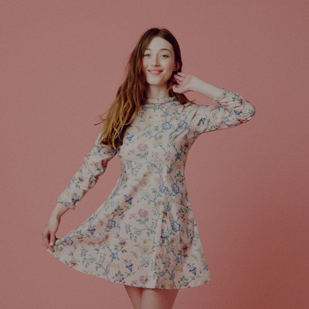 Samantha Pleet Passion Pink Wallpaper Print Floral Dress